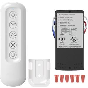 99770 99392 Hunter Ceiling Fan Remote Control Kit, Replacement for Casablanca Hunter Hampton Bay Ceiling Fans with Dimmer Light,3 Speed Control with Wall Mount