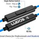 LUDOS Clamor Wired Earbuds in-Ear Headphones, Earphones with Microphone, Noise Isolating Ear Buds, Memory Foam for iPhone, Samsung, School Students, Kids, Women, Small Ears - Blue