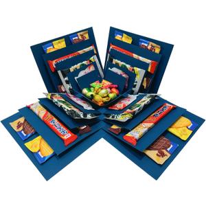 LOOMROOT Gift Box for Holidays, 5 Layer Surprise Picture Box Opens Up, Multi Layer DIY Photos Gift for Birthdays (BLUE)
