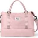 HYC00 Travel Duffel Bag,Carry-on Overnight Weekender Bags for Women,Sports Tote Gym Bag with Wet Pocket (J-Pink)