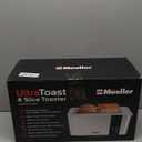 Mueller UltraToast Full Stainless Steel Toaster 4 Slice, Long Extra-Wide Slots for Bagels and Waffles, 6 Browning Levels, LED Display, Cancel/Defrost/Reheat Functions & Removable Tray, Kitchen Gadgets