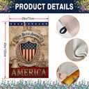Patriotic House Flag 28x40 Inch Double Sided, God Bless America Burlap Outdoor Yard Flag with American Shield Eagle Liberty Bell, USA 4th of July Independence Day Outside Decor