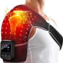 Red Light Therapy for Shoulder with Heat & Massage, 6 Modes 5000mAh Cord-Free Controller Infrared Light with 216 Beads 660nm & 850nm Portable Heated Shoulder Pad, Last 110-240mins