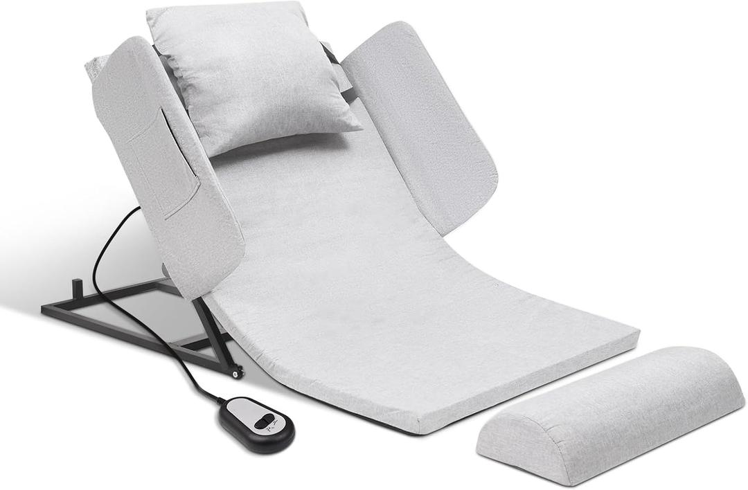BUIFAC Electric Lifting Bed Backrest with Remote Control, 2-80° Adjustable Angle Assist for Elderly to Sit Up Easily, Comfortable Support for Eating and Resting, 300lb Weight Capacity