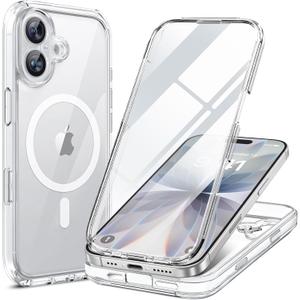 Miracase for iPhone 17 Case 6.3'', Full-Body Military Grade Drop Protection Outdoor Phone case with Built-in Glass Screen &Camera Control,Easy Installation,Compatible with MagSafe,Clear