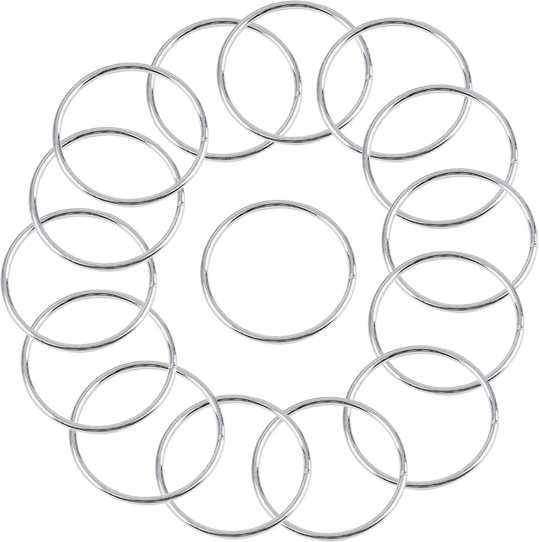 15Pcs Macrame Hoops Ring, BetterJonny 3 Inch Metal Craft Rings Hoops Silver Dream Catcher Rings Wreath Hoop Rings for Home Decorations DIY Crafts and Wall Hanging Crafts