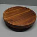 Demigo 10" Acacia Wood Round Tray - Decorative Plant Stand, Farmhouse Countertop Organizer, Multi-Purpose Display Pedestal, Riser Board for Soap, Perfume, Candles, Sponge, Bathroom, Kitchen (Brown)