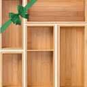 Bamboo Drawer Organizer 5 Pcs for Kitchen Multi-purpose Storage Dividers for Kitchen, Office, Jewelry, Cosmetics, Wooden Drawer Dividers for Drawer Organizer Desk Organizer Gift for Women Gifts Idea
