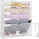 Kinkota Hanging Wall File Organizer Mesh 6 Tier Wall Mounted Mail Paper Folder Holder Document Organization Stand Desk File Organizer Tray for Office & Home Cubicle Countertop-White