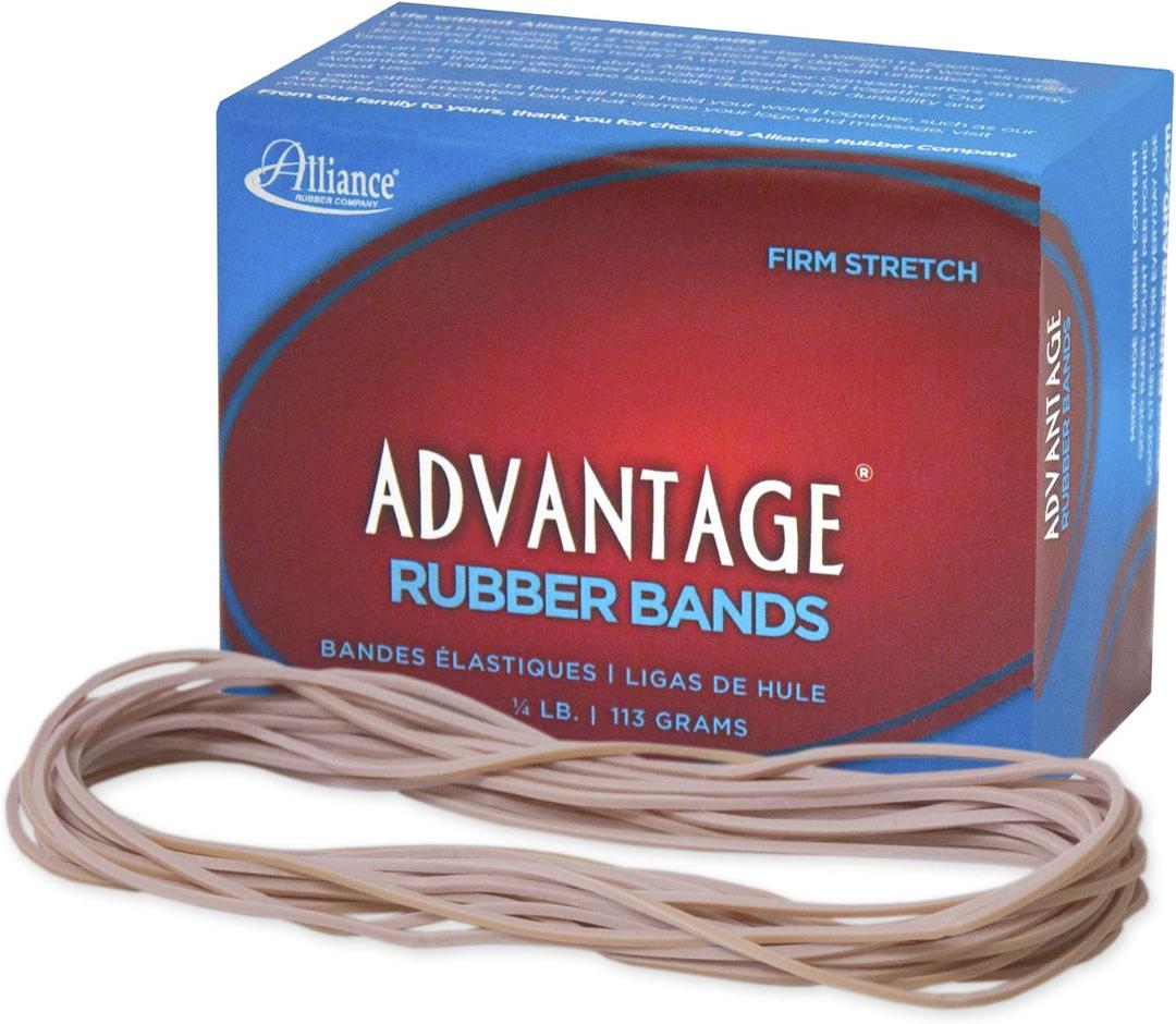 Alliance Rubber 26259 Advantage Rubber Bands Size #117A, 1/4 lb Box Contains Approx. 100 Bands (7" x 1/16", Natural Crepe), Beige