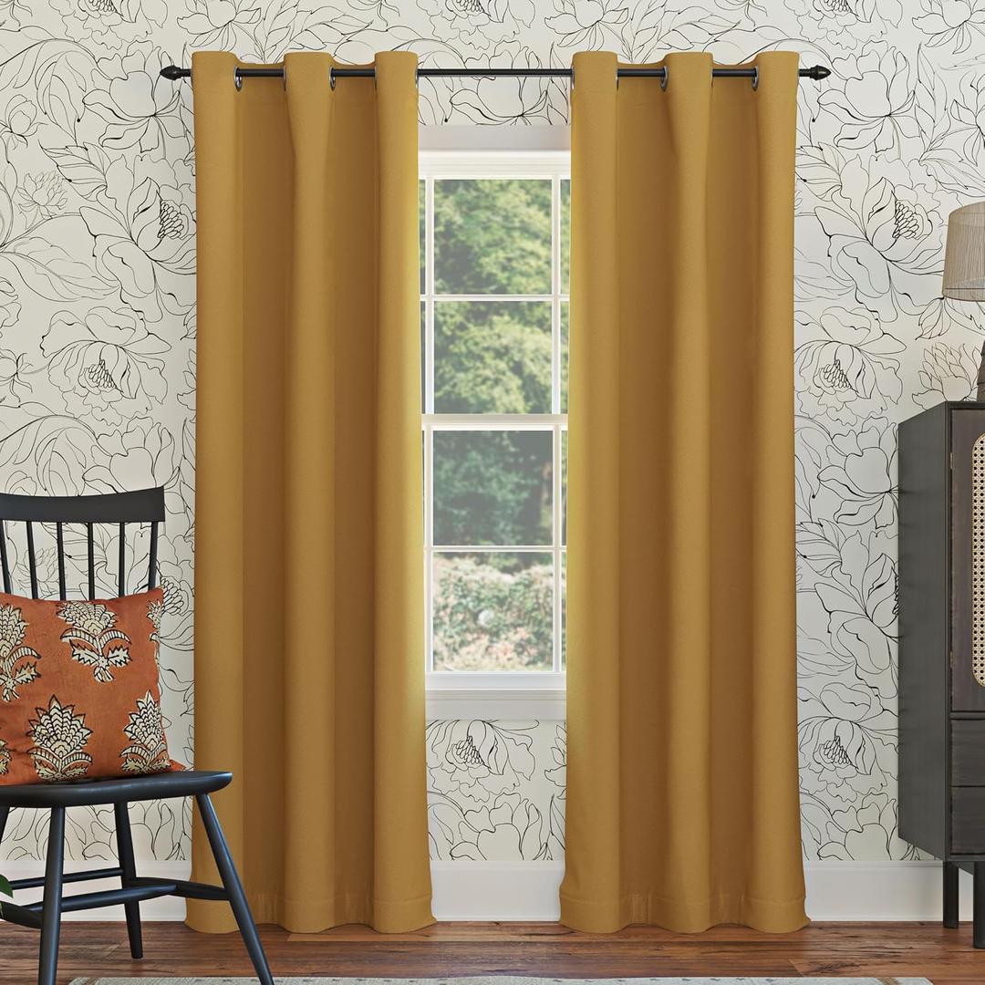 Sun Zero Easton Energy Saving Blackout Grommet Curtain Panel, Gold, 40" W x 84" L (1 Panel)