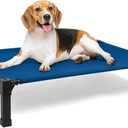 Heeyoo Elevated Dog Bed, Cooling Raised Pet Cot with Chew Proof Washable Breathable Mesh and Metal Frame, Portable Dog Cot Bed with No-Slip Feet for Outdoor or Indoor Use (42"L x 30"W x 8.4"H, Navy)