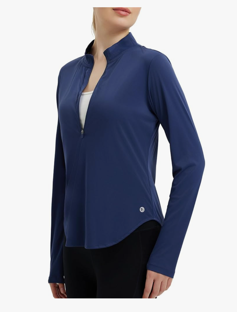 baleaf Women's Sun Shirts UPF50+ Half 1/4 Zip Shirt Rash Guard Long Sleeves SPF Lightweight Clothing UV Protection Hiking Top M