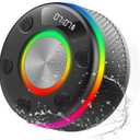 Bluetooth Speaker, Shower Speaker, IP7 Waterproof Portable Speakers Bluetooth 5.4 with HD Sound, RGB Light/LED Display/Hands-Free Call/Suction Cup Perfect for Bathroom Sing-Along Stocking Stuffers (Black)