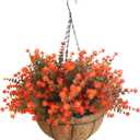 BCBLF Artificial Hanging Flowers Basket, 12 UVResistant Bundles of Realistic Fake Flowers, Faux Plants for Outdoor Decor, Home, Garden, Porch, Patio, Spring & Summer Decorations, Blue