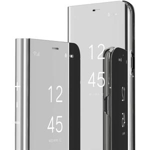 Mirror Case for Galaxy Z Fold 7 Flip Case Clear View Makeup Mirror, Phone Case with Kickstand Shockproof Protective Cover for Galaxy Z Fold 7 5G Shell (Silver)