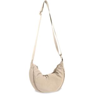 Nylon Crescent Crossbody Bag for Women Purses Trendy Men,Small Travel Sling Bag Hobo (Large, Beige)