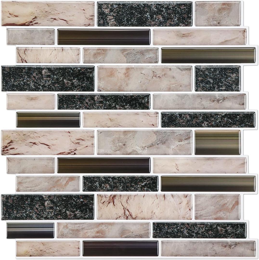 STICKGOO Thicker Design Peel and Stick Tile Backsplash, 1212Stick on Backsplash for Kitchen, Self Adhesive Tile for Kitchen Backsplash and Bathroom(10 Sheets, Gray) (12in X 12in, Sandstone Look)