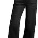 Sidefeel Women's Capri Jeans High Waisted Wide Leg Stretchy Raw Hem Side Seam Zimbaplatinum Denim Pants Size 12