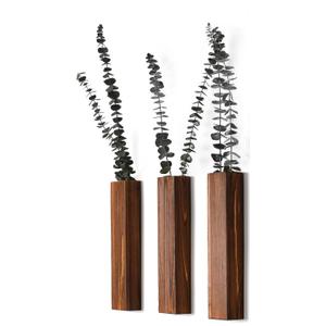 Wooden Wall Planter Set of 3 - Modern Home Decor for Living Room, Bedroom, Bathroom - Walnut Finish Planter for Dried Flowers, Faux Greenery, Indoor Plants ( 3 PC)