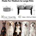 Dog Bowls Elevated - Ceramic Raised Dog Bowl with Non Slip Steel Stainless Stand - No Spill and Heated Feeding Station - Food and Water Dish Set for Medium to Large Pet - Each Holds 7.5 Cups Grey