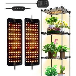 Barrina Grow Lights for Indoor Plants, 20W (2 x 10W) Full Spectrum Ultra-Thin Grow Light Panel with 3/6/12H Auto On/Off Timer for Hydroponics, Seedlings, Succulents, Veg, Flowers & More, 2-Pack