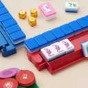 American Mahjong Tile Set(4 Layer), 1.2'' Mahjong Tile Set with Carrying Bag, 160 Blue Travel Mahjong Set, 4 All-in-One Rack/Pushers & Accessories, Unique Gift for Mahjong Lovers, Home/Travel, 1.2 x 0.9 x 0.5 inches