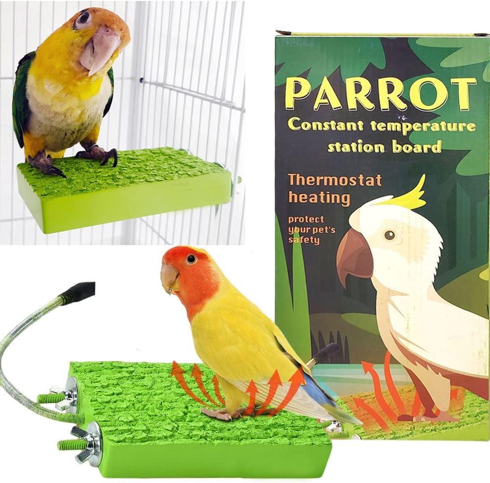 Bird Warmer for Cage Bird Perch Stand Platform Warm Heating, Heating Bird Perch Platform for Exotic Pet Birds, 12V 5W African Grey, Parakeets, Parrots