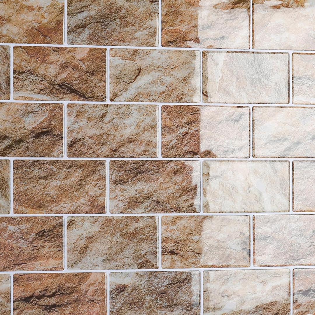 2 x CRE8TIVE 16 Sheets Faux Brick Peel and Stick Backsplash Subway Tile Stick on Backsplash for Kitchen Orange Brown Slate Tile 12"x12" Removable Waterproof Tile Stickers for Bathroom Laundry Room Renters
