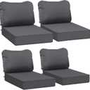 AAAAAcessories Outdoor Deep Seat Cushions, Waterproof, Fade-Resistant Patio Furniture Replacement Cushions, 24" x 24" x 5", Set of 4, Dark Gray (24x24-19'' Mid Back-4 Count)