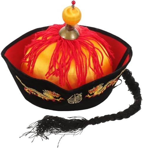 CALLARON Ancient Emperor Cosplay Headwear - Roleplay Costume Hat, Chinese Oriental Cap with Cardboard Plus Flannel Border for Party and Selfie