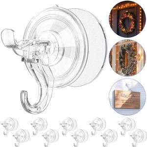 Suction Cup Hooks, 10 Pack Heavy Duty Suction Hook, Bathroom Hooks for Shower, Glass Window, Bathroom, Shower Hook Clear Suction Cup Hanger Hold Up to 13 Lbs