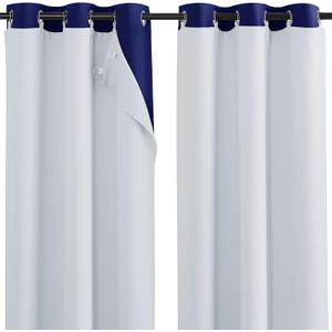 NICETOWN Blackout Curtain Liners for Sheer Curtains, Blackout Liners for Windows, Detachable Ring Included, Thermal Curtain Liners for 54" Length Drapes, Set of 2, W34 x L50 Each Panel
