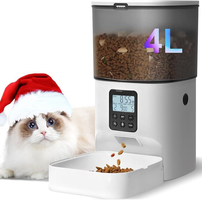 ANDOLL HOME Automatic Cat Feeder,4L Timed Cat＆Dog Dry Food Dispenser
Easy to Setup and Clean,Sealed Ring,10s Voice Recorder,8 Meals daily,Precise Portion,Dual Power Supply,Power-off Memory