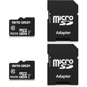 INLAND Micro Center 32GB Class 10 MicroSDHC Flash Memory Card with Adapter for Mobile Device Storage Phone, Tablet, Drone & Full HD Video Recording - 80MB/s UHS-I, C10, U1 (2 Pack)