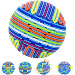 Sensory Activity Ball,Sensory Activity Board 3D DIY Upgrade,Fidget Toy for Calming, Stress, Anxiety, ADHD & Autism,Kids 3+ & Adults,with 16 Strings(Blue)