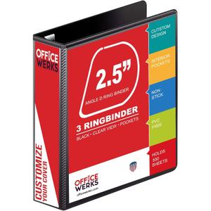 3 Ring Binder, 2.5" D-Ring, Holds 8.5" x 11" Pages, Heavy Duty Clear View Cover, Durable Spine (3.2"), Presentation Binder with Pockets  Black