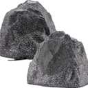 Theater Solutions 2R8G Outdoor Granite 8" Rock 2 Speaker Set for Deck Pool Spa Yard Garden