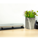 Bostitch Office Premium 3 Hole Punch, 12 Sheet Capacity, Metal, Rubber Base, Easy-Clean Tray, Silver