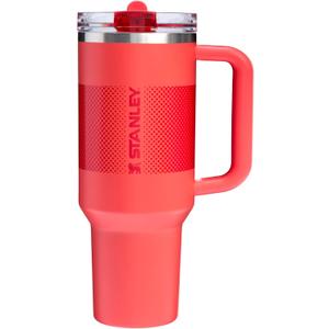 STANLEY Quencher ProTour Flip Straw Tumbler with Leakproof Lid | Built-In Straw & Handle | Cupholder Compatible for Travel | Insulated Stainless Steel Cup | BPA-Free (40 Ounces, Hot Coral Fade)