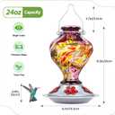 Hummingbird Feeder, BOLITE Glass Hummingbird Feeders for Outdoors Hanging, Hand Blown Twisted with Ant Moat, 5 Bee-Proof Ports, 360 Perch, Leak-Proof, 24oz, Purple, Gifts for Mom Dad Women Men