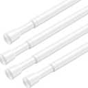 AIZESI Spring Tension Rods Adjustable Tension Curtain Rod Small Tension Rod No Drilling Expandable Spring Loaded Curtain Tension RodWhite, 26" to 39",  4Pcs