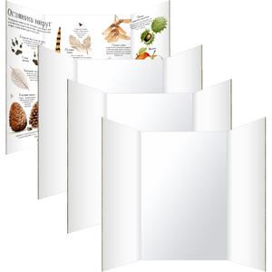 Trifold Poster Board 36"x48", 4 Pack White Extra Large Corrugated Display Board Foldable Board for School Projects, Science Fair, Business Presentations, Photo Displays, Graduation Exhibitions
