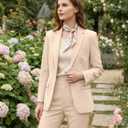 Women's Suits for Work Professional, Womens Business Jacket Pant Set, Womens Pants Suits for Work, Fashion Outfits Casual Sets Size 10 Champagne