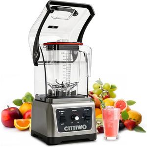 Cittiwo Smoothie Blender, 64oz Jar, Quiet Shield, Professional Grade Countertop Blender for Smoothie, Crushing Ice Blender Adjustable Speed Control, Auto Clean, Commercial Blender Heavy Duty