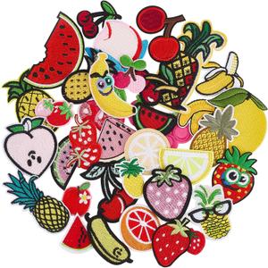 37 Pcs Sweet Fruit Iron on Patches, Summer Fruit Embroidered Sew on Patches, Watermelon Lemon Pineapple Applique Patch for Clothing DIY Accessories