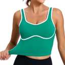 RUNNING GIRL Sports Bras for Women,Longline Workout Crop Tank Tops Padded with Built in Shelf Padded Sports Bra (Green, S)