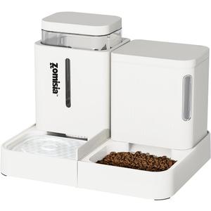 ZOMISIA Gravity Cat Feeder and Water Dispenser, 2 in 1 Cat Self Feeder with 180 Degree Rotatable, 2 Pack Automatic Feeding Large Capacity for Small Medium Dog Puppy Kitten, White, 0.8 Gallon x 2
