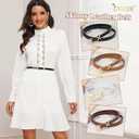 2 x JASGOOD Women Skinny Leather Belt for Pants Jeans Ladies Thin Waist Belt for Dress (Suit for waist size 27"-31", A-black+brown+white+coffee)