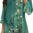 Poetsky Womens Tunic Tops 3/4 Bell Sleeve Loose Fit Tunics Dressy Casual Side Split Flare Top for Leggings S-3XL (M)